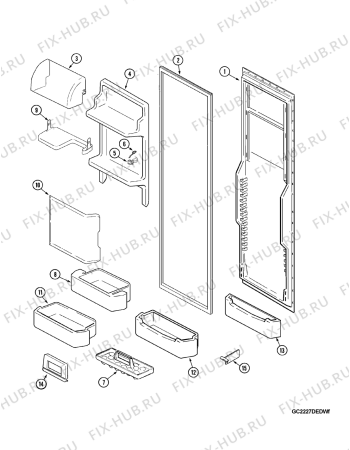 Схема №6 GC2227DEDW с изображением Крышка для холодильника Whirlpool 481201222136