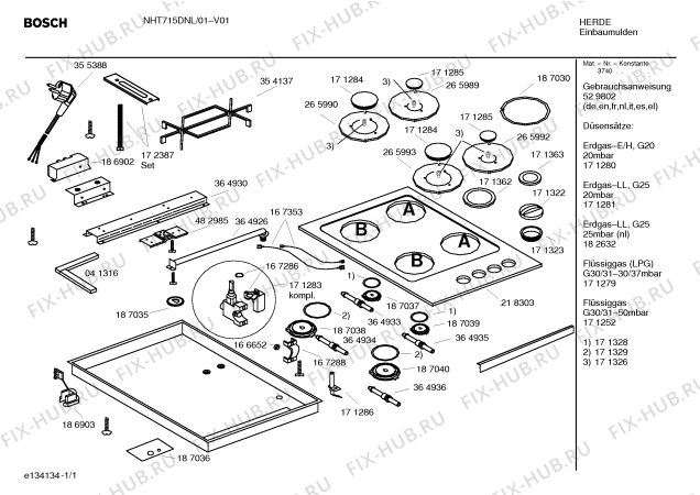 Схема №1 NHT715DNL Bosch с изображением Стеклокерамика для духового шкафа Bosch 00218303