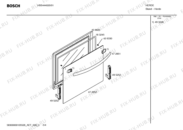 Схема №2 HSS444020 с изображением Стеклокерамика для духового шкафа Bosch 00242542