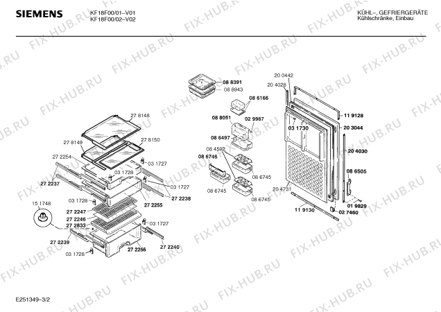 Взрыв-схема холодильника Siemens KF18F00 - Схема узла 02