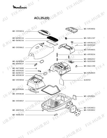 Взрыв-схема пылесоса Moulinex ACL25J(0) - Схема узла IP002208.6P2