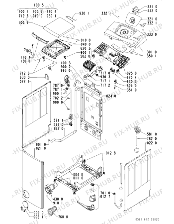 Схема №2 AWA 6122 с изображением Обшивка для стиралки Whirlpool 481245215049