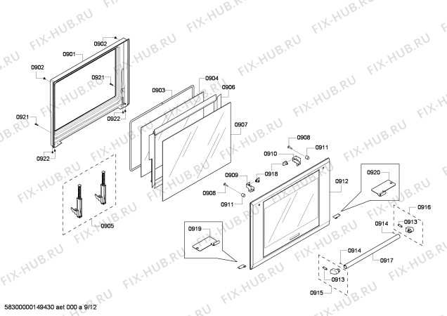 Схема №5 WD30EP с изображением Панель для духового шкафа Bosch 00675437