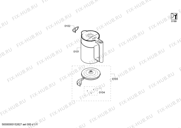 Схема №1 TWK86103GB Styline Sensor с изображением Резиновая ножка для чайника (термопота) Siemens 00622332