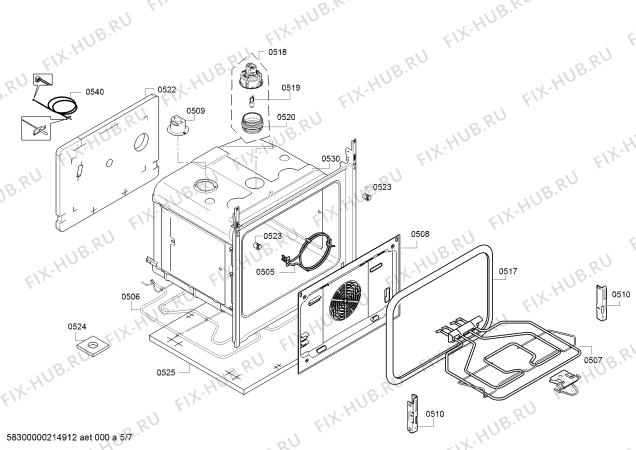 Взрыв-схема плиты (духовки) Bosch HXA090D20L - Схема узла 05