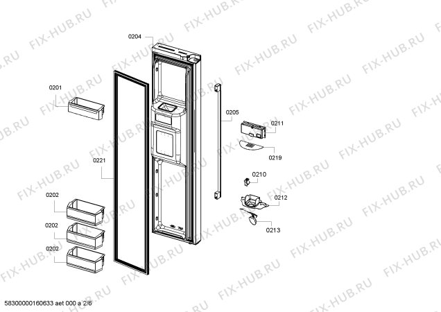 Схема №2 KAD80A404 Side by side с изображением Соединительный кабель для холодильника Bosch 00657192
