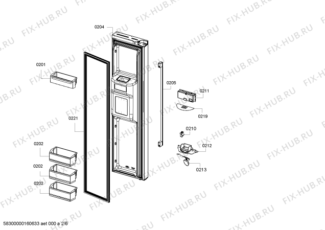 Схема №2 KA80DA40SA Side by side с изображением Крышка для холодильника Bosch 00657197