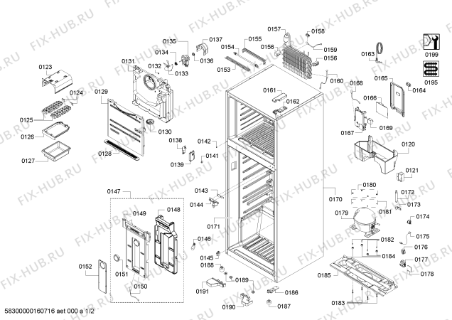 Схема №1 KD26NVS10J с изображением Испаритель для холодильника Siemens 00711434