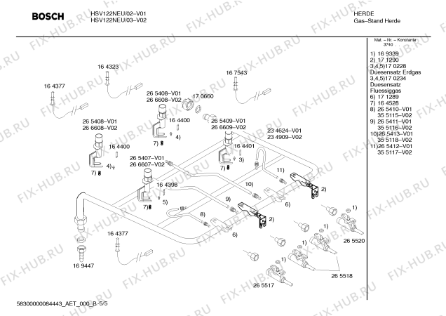 Схема №3 HSV122NEU с изображением Панель управления для духового шкафа Bosch 00214369