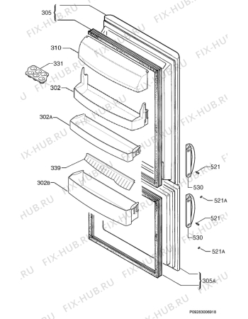 Взрыв-схема холодильника Kelvinator KCB340A - Схема узла Door 003