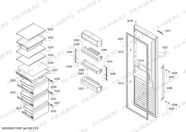 Взрыв-схема холодильника Bosch KSF36PW30 - Схема узла 02