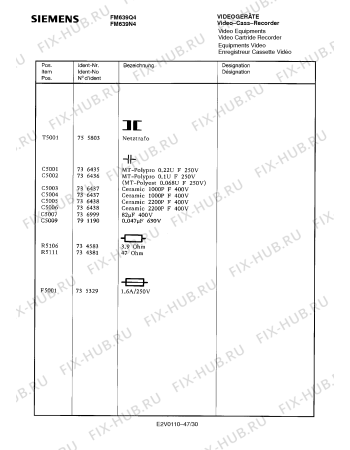 Схема №21 FM639Q4 с изображением Блок питания для видеоэлектроники Siemens 00756600