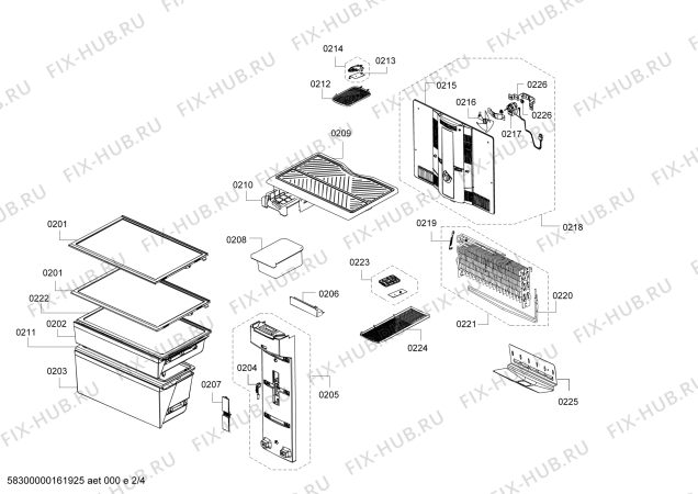 Схема №3 BD2064W2VN с изображением Крышка для холодильной камеры Bosch 00687975