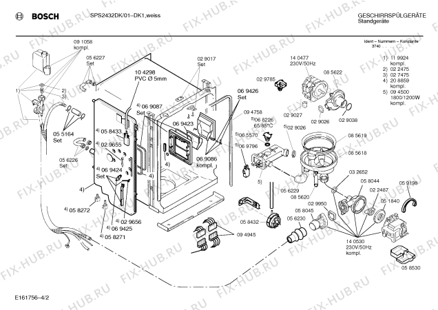 Взрыв-схема посудомоечной машины Bosch SPS2432DK - Схема узла 02