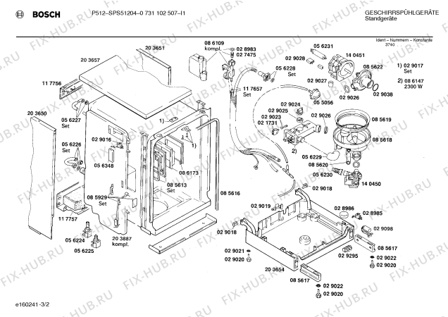 Взрыв-схема посудомоечной машины Bosch 0731102507 P512 - Схема узла 02
