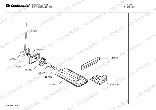 Взрыв-схема плиты (духовки) Continental FSF11K69EA - Схема узла 05