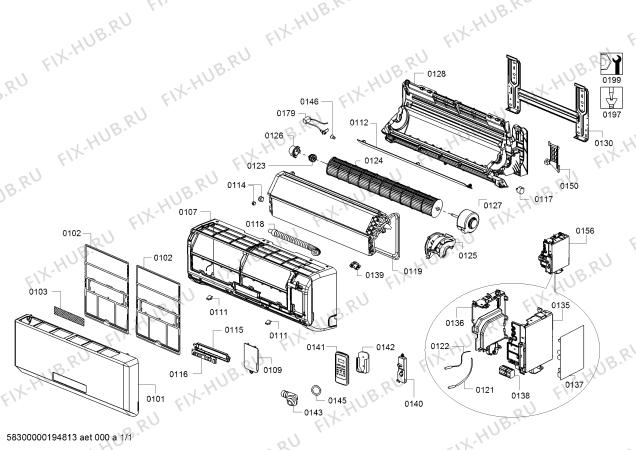 Схема №1 P1ZAI0953W Κλιματιστικό 9.. Btu с изображением Модуль материнской платы для кондиционера Bosch 12019925