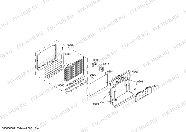 Взрыв-схема холодильника Bosch KGU34125GB - Схема узла 03