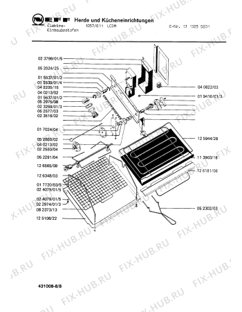 Взрыв-схема плиты (духовки) Neff 1313255201 1057/611LCDM - Схема узла 08