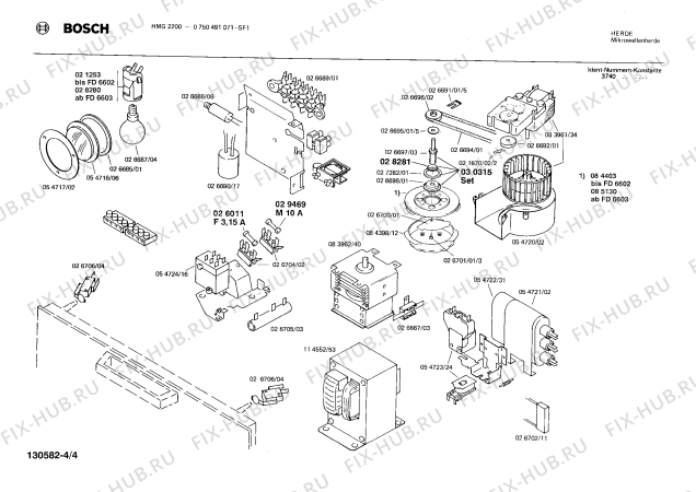 Взрыв-схема микроволновой печи Bosch 0750491071 HMG2200 - Схема узла 04