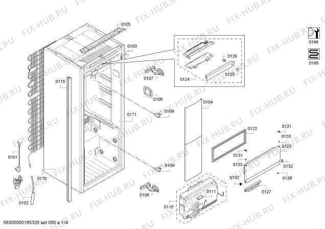 Схема №2 JC50FA31 с изображением Крышка для холодильника Bosch 00713553