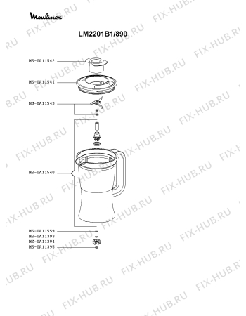 Взрыв-схема блендера (миксера) Moulinex LM2201B1/890 - Схема узла 5P004133.3P2