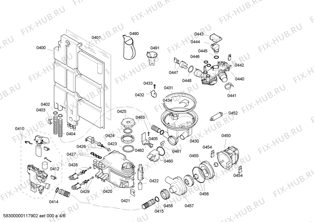 Взрыв-схема посудомоечной машины Bosch SGD69T05EU - Схема узла 04