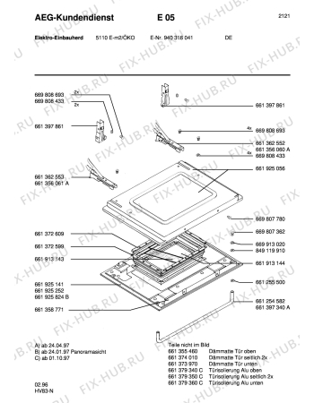 Взрыв-схема плиты (духовки) Aeg 5110E-M - Схема узла Section2