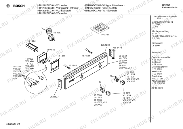Схема №2 HBN226BCC с изображением Панель управления для духового шкафа Bosch 00296350