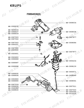 Взрыв-схема кофеварки (кофемашины) Krups F8894538(0) - Схема узла LP001866.9P4