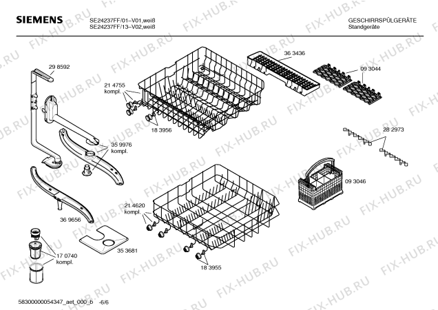 Взрыв-схема посудомоечной машины Siemens SE24237FF - Схема узла 06