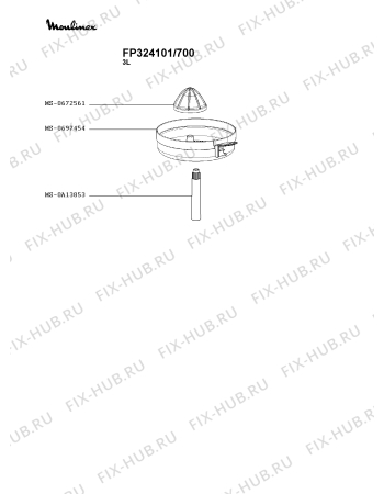 Взрыв-схема кухонного комбайна Moulinex FP324101/700 - Схема узла 0P004744.8P3