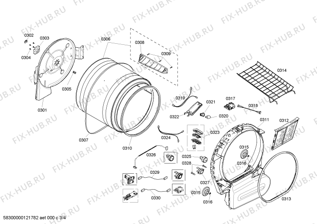 Взрыв-схема сушильной машины Bosch WTB76550FF Logixx 10New Dimension - Схема узла 03