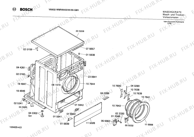 Взрыв-схема стиральной машины Bosch WMV693235 V6932 - Схема узла 02