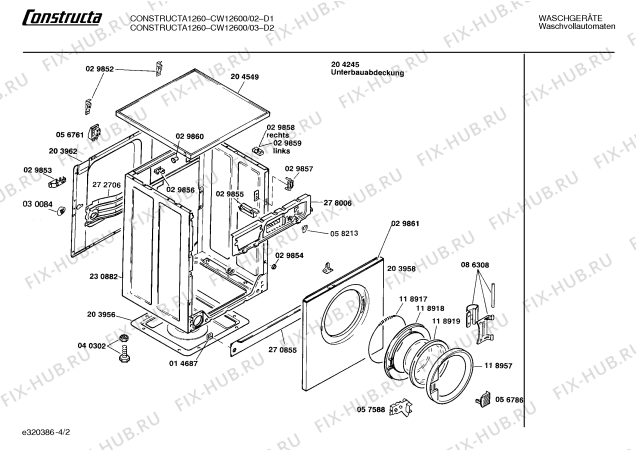 Схема №2 CW12600 CW1260 с изображением Панель управления для стиральной машины Bosch 00272758