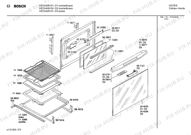 Схема №2 HEE640K HE130276 с изображением Панель для плиты (духовки) Bosch 00273542