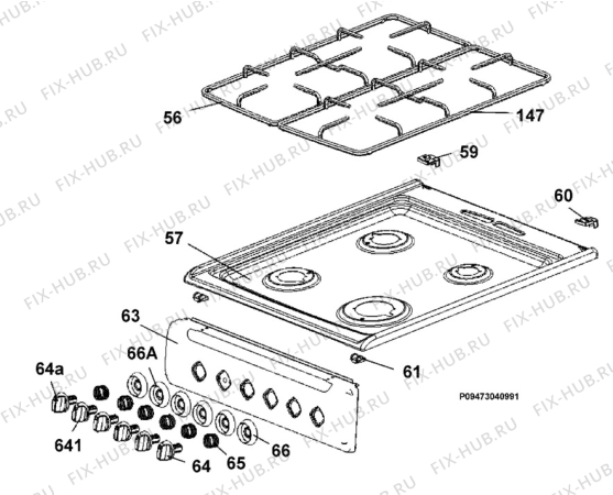 Взрыв-схема плиты (духовки) Electrolux EKG501101W - Схема узла Section 4