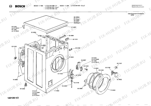 Взрыв-схема стиральной машины Bosch 0722044480 V458 - Схема узла 02