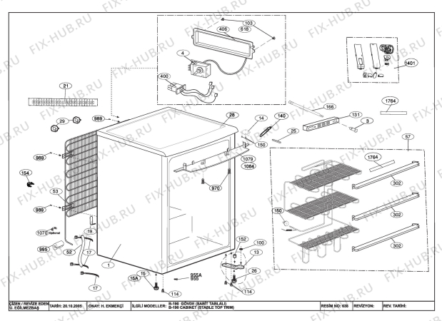 Схема №2 FSE1072X (7247948784) с изображением Держатель двери для холодильника Beko 4148001100