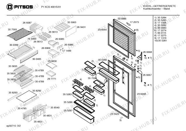 Взрыв-схема холодильника Pitsos P1KCS4001S - Схема узла 02