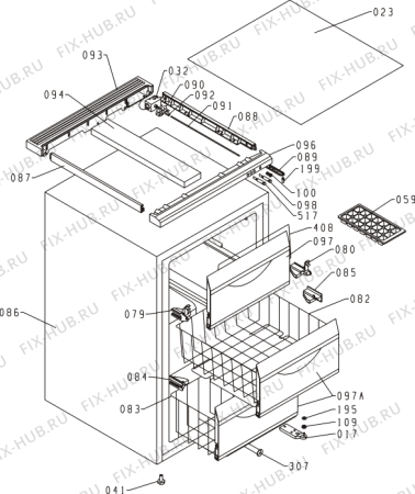 Схема №1 F3101W (167015, ZOS1056) с изображением Ящичек для холодильной камеры Gorenje 396533