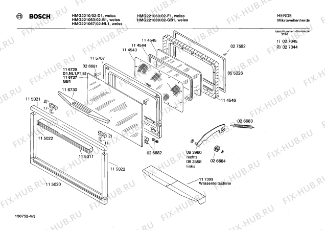 Схема №2 HF361031 с изображением Панель для микроволновки Bosch 00115011