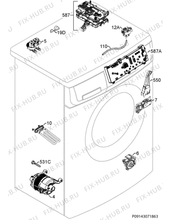 Взрыв-схема стиральной машины Zanussi ZWGB7140P - Схема узла Electrical equipment 268