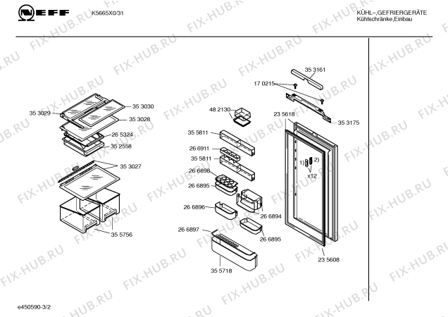 Взрыв-схема холодильника Neff K5665X0 KC545A - Схема узла 02