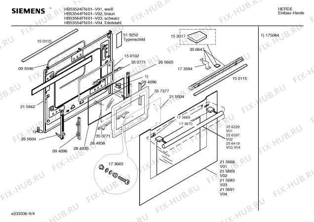 Схема №3 HB53564FN с изображением Панель управления для плиты (духовки) Siemens 00358990
