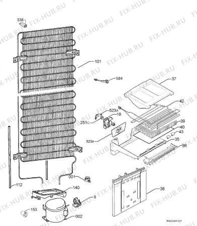 Взрыв-схема холодильника Privileg 946.463-7 - Схема узла Cooling system 017