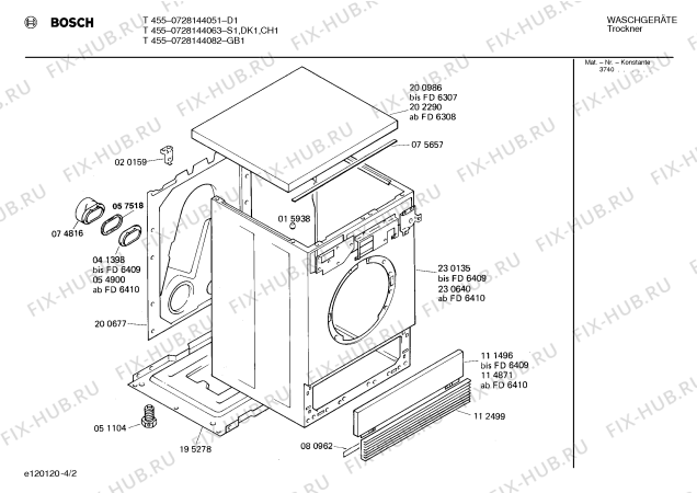 Схема №2 0728144075 T465A с изображением Крышка кнопки для электросушки Bosch 00051613