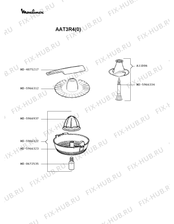 Взрыв-схема кухонного комбайна Moulinex AAT3R4(0) - Схема узла PP000445.3P2