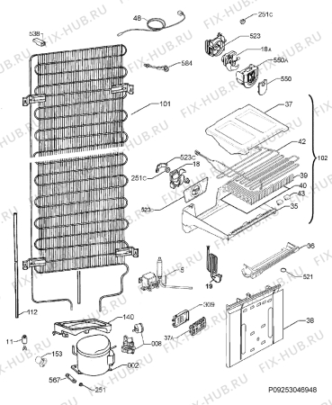 Взрыв-схема холодильника John Lewis JLFFW2016 - Схема узла Cooling system 017