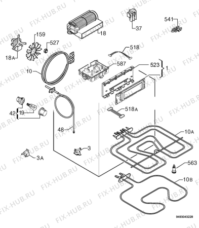 Взрыв-схема плиты (духовки) Aeg Electrolux B89090-5 - Схема узла Electrical equipment 268